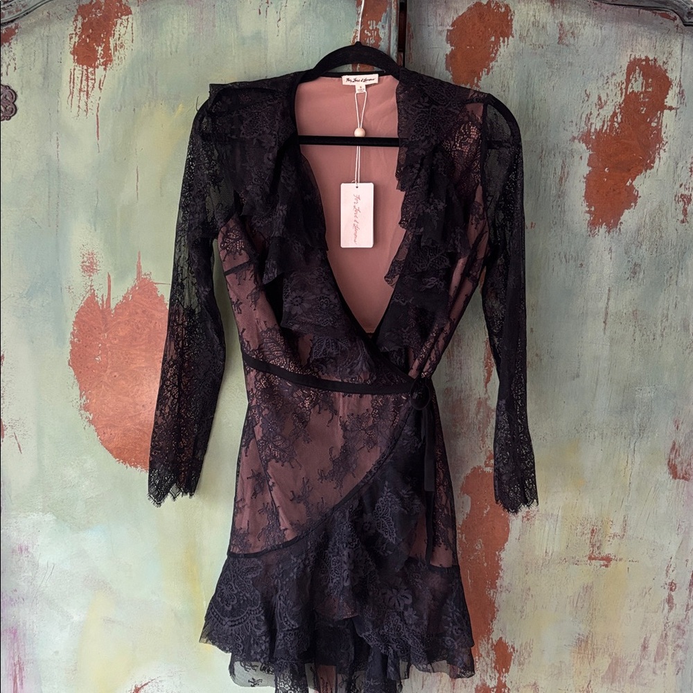 For Love And Lemons Black Lace Overlay Dress